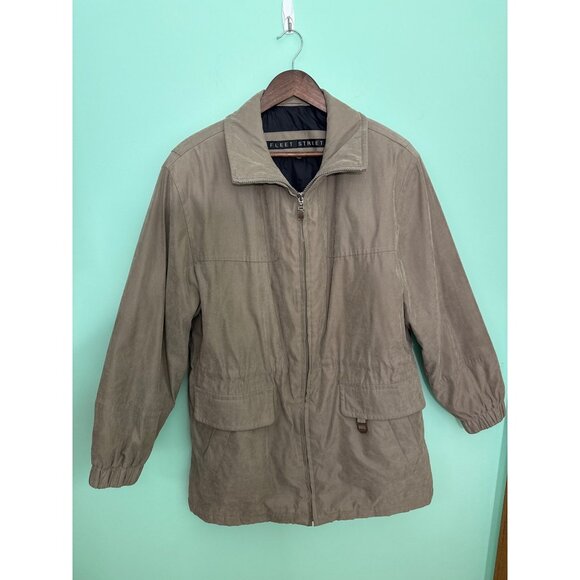 Fleet Street Womens Zip-Up Light Jacket W/ Elastic Cuffs & Pockets Size L Beige - Picture 1 of 11